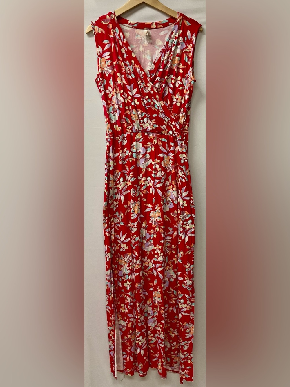 Brand New-Loveappella Floral Knit Faux Wrap Maxi Dress
